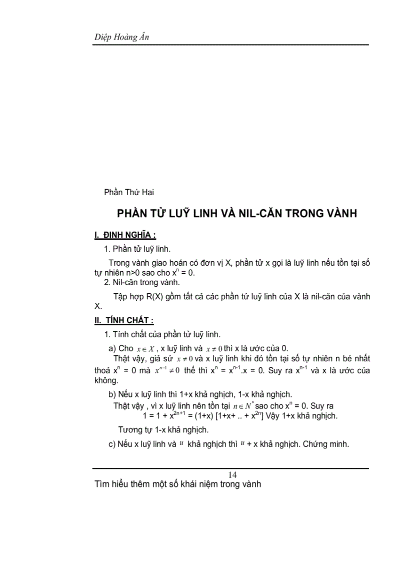 image for page Tìm Hiểu Một Số Khái Niệm Trong Vành