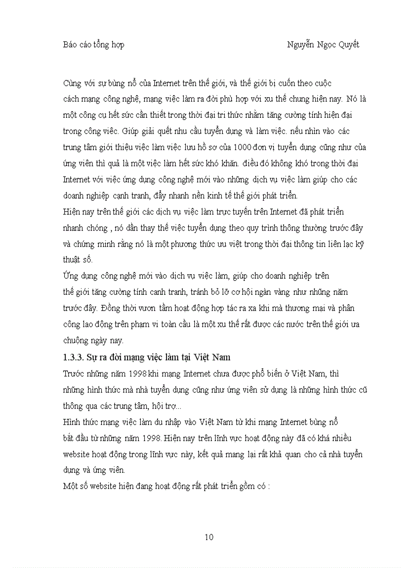 image for page Báo cáo thực tập tổng hợp website về mạng việc làm