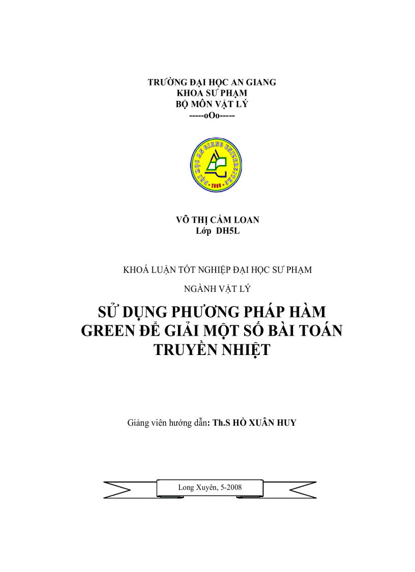 image for page Sử dụng phương pháp hàm Green để giải một số bài toán truyền nhiệt