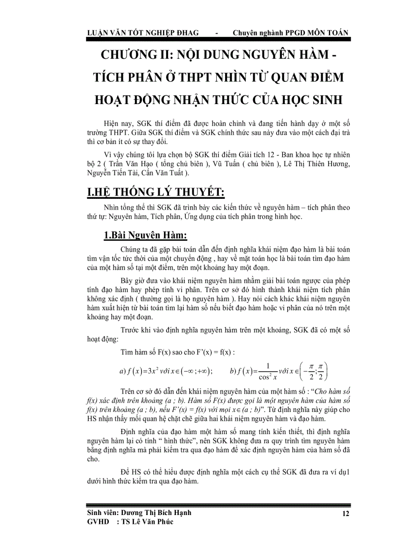image for page Tăng cường hoạt động nhận thức của học sinh thông qua việc dạy học các yếu tố giải tích nguyên hàm tích phân ở trung học phổ thông