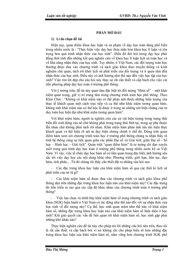 image for page Vài nét về dạy học khái niệm hàm số ở trường phổ thông