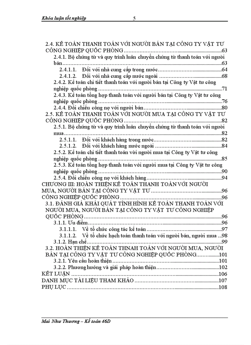 Hoàn thiện công tác kế toán thanh toán với người mua và người bán tại Công ty Vật tư Công nghiệp quốc phòng