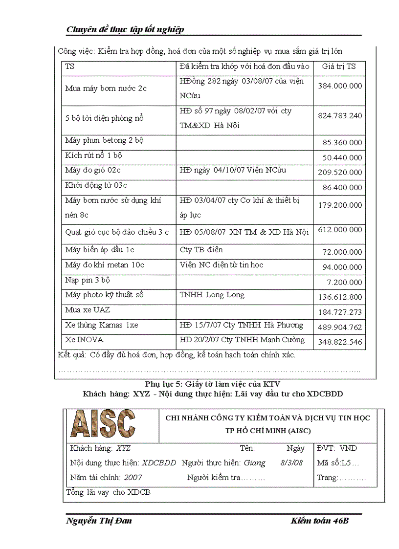 image for page Hoàn thiện kiểm toán TSCĐ trong kiểm toán BCTC do Công ty kiểm toán và dịch vụ tin học AISC Chi nhánh Hà Nội thực hiện