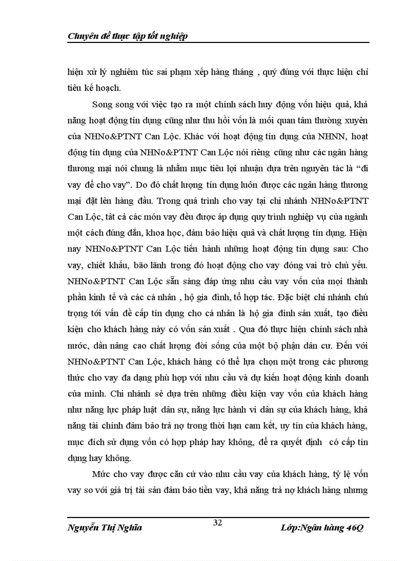 image for page Giải phát nâng cao chất lượng tín dụng trung và dài hạn tại NHNo PTNT Huyện Can Lộc