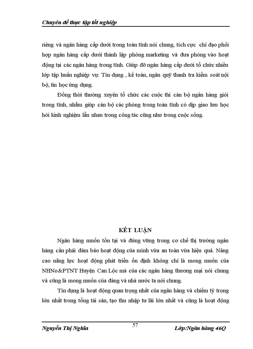 image for page Giải phát nâng cao chất lượng tín dụng trung và dài hạn tại NHNo PTNT Huyện Can Lộc