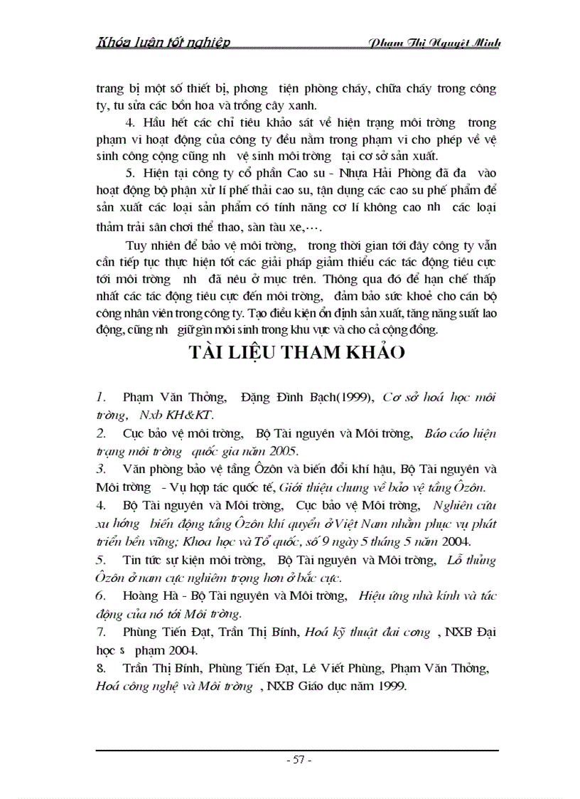 image for page Nghiên cứu khảo sát đánh giá sự tác động của sản xuất đến môi trường tại công ty cổ phần Cao su Nhựa Hải Phòng