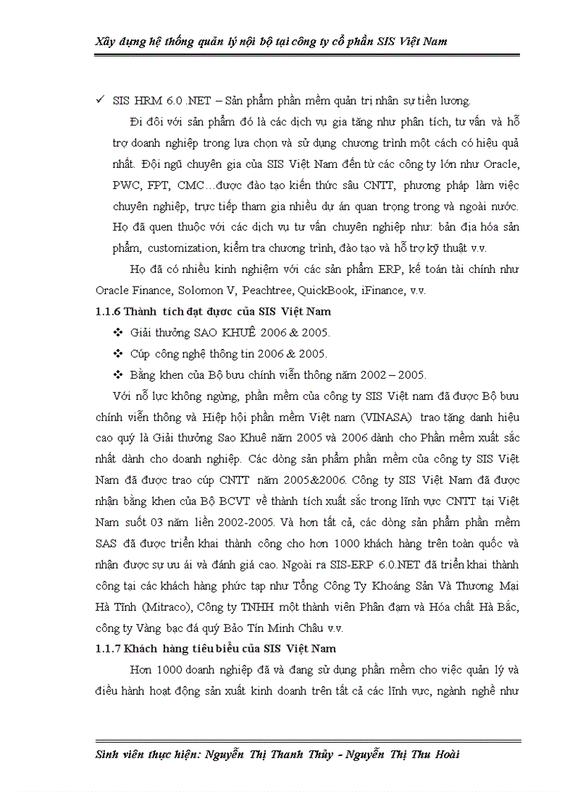 Xây dựng hệ thống quản lý nội bộ công ty cổ phần SIS Việt Nam