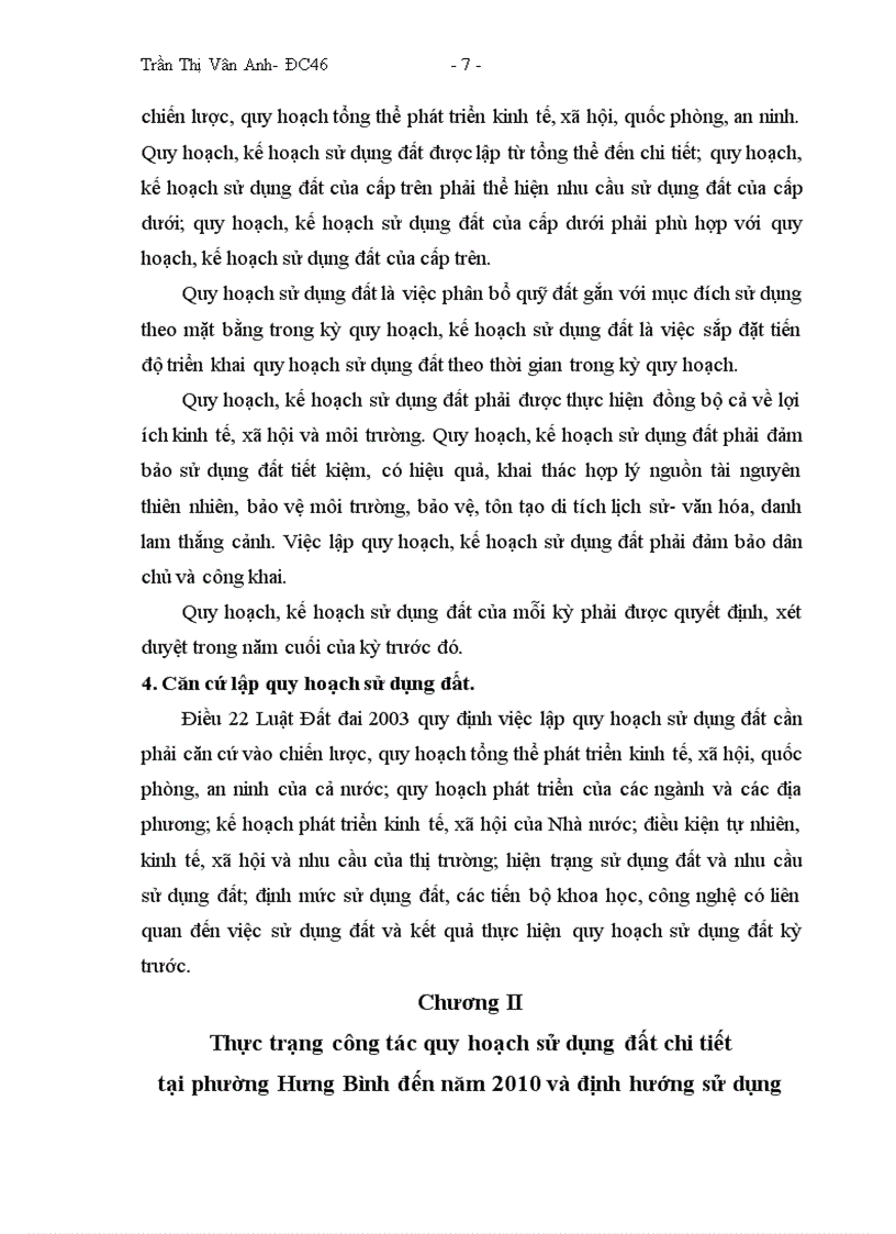 image for page Hoàn thiện công tác quy hoạch sử dụng đất chi tiết đến năm 2010 và định hướng sử dụng đất đến năm 2020 của phường Hưng Bình thành phố Vinh