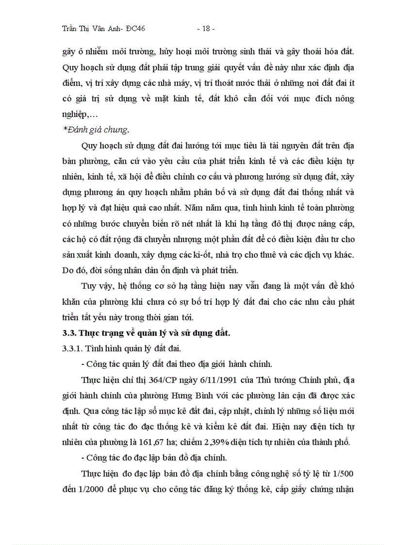 image for page Hoàn thiện công tác quy hoạch sử dụng đất chi tiết đến năm 2010 và định hướng sử dụng đất đến năm 2020 của phường Hưng Bình thành phố Vinh