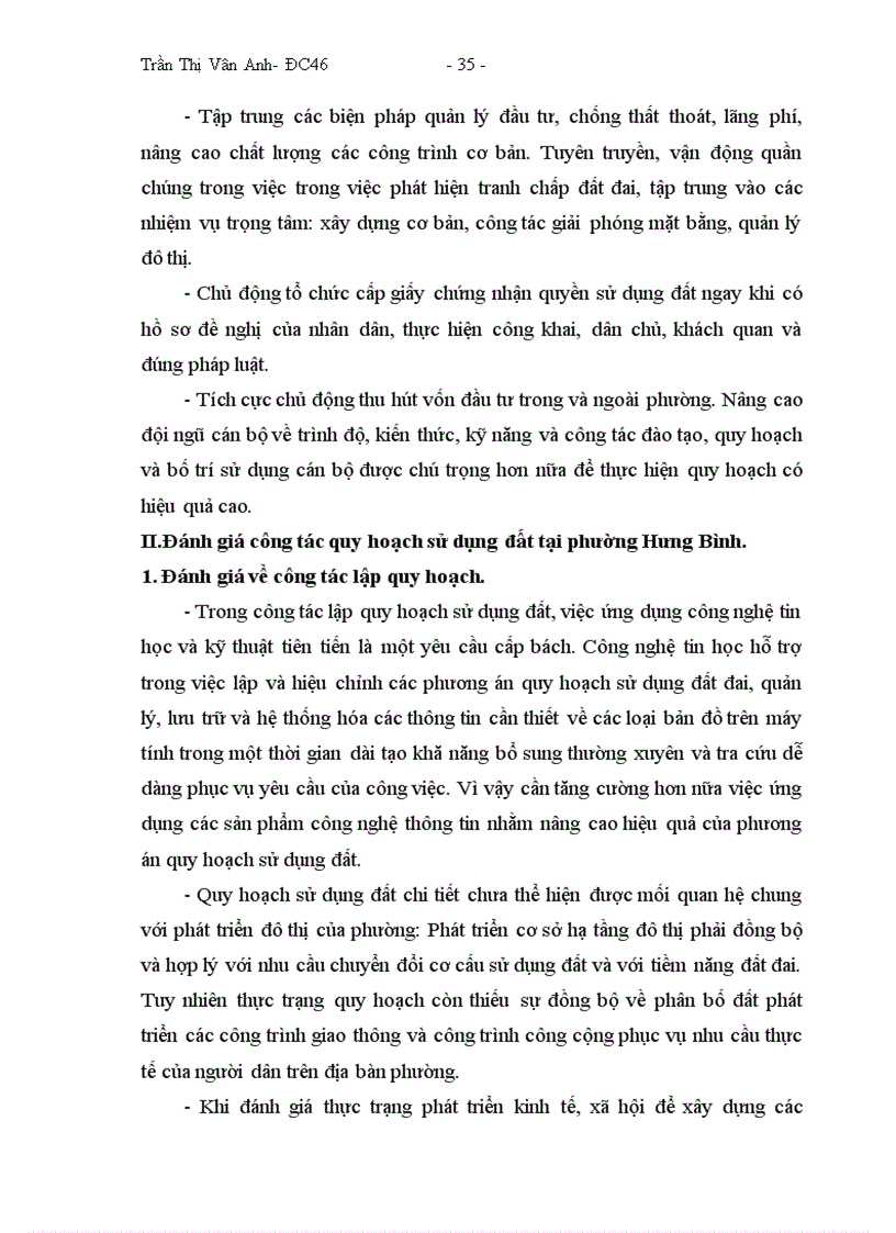 image for page Hoàn thiện công tác quy hoạch sử dụng đất chi tiết đến năm 2010 và định hướng sử dụng đất đến năm 2020 của phường Hưng Bình thành phố Vinh