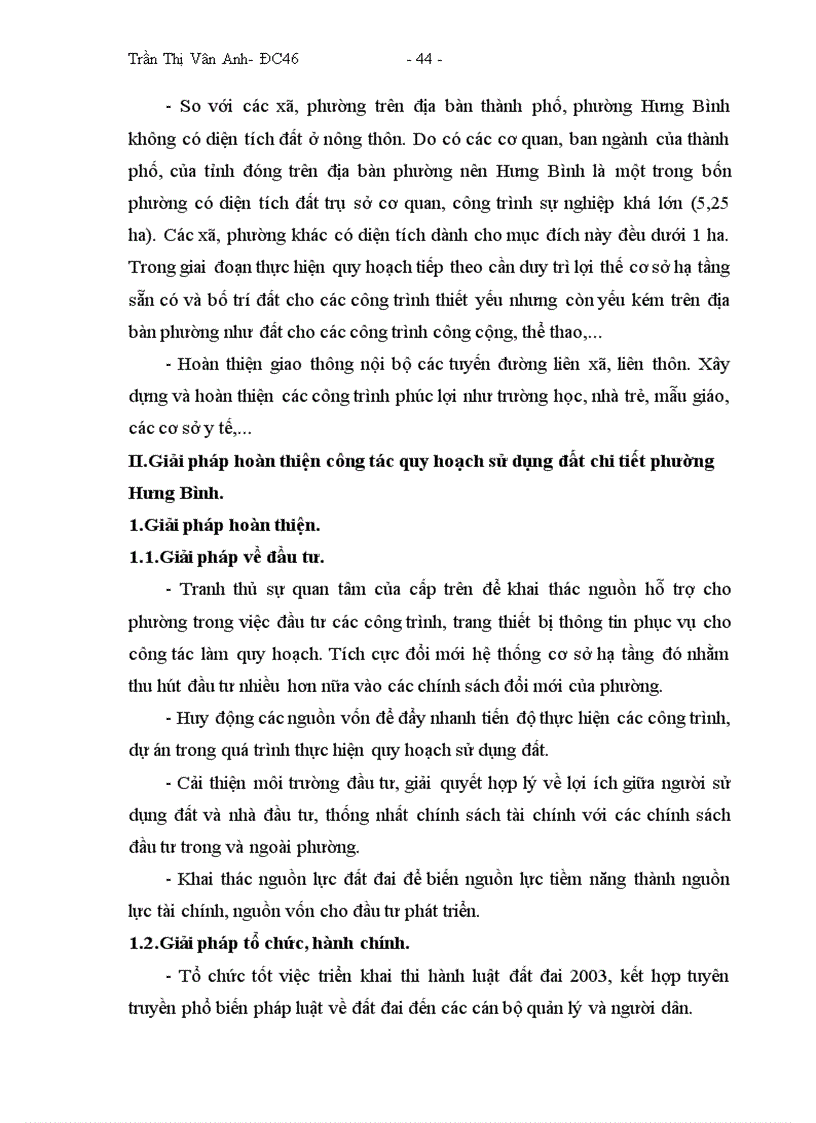 image for page Hoàn thiện công tác quy hoạch sử dụng đất chi tiết đến năm 2010 và định hướng sử dụng đất đến năm 2020 của phường Hưng Bình thành phố Vinh