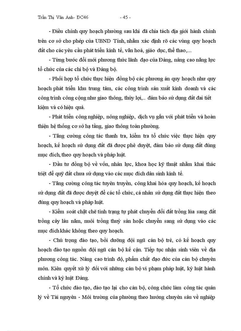 image for page Hoàn thiện công tác quy hoạch sử dụng đất chi tiết đến năm 2010 và định hướng sử dụng đất đến năm 2020 của phường Hưng Bình thành phố Vinh