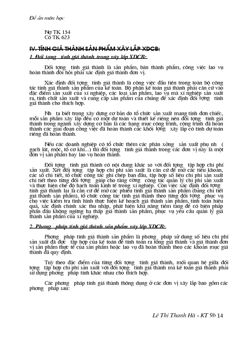 image for page Hạch toán chi phí sản xuất và tính giá thành sản phẩm xây lắp xây dựng cơ bản