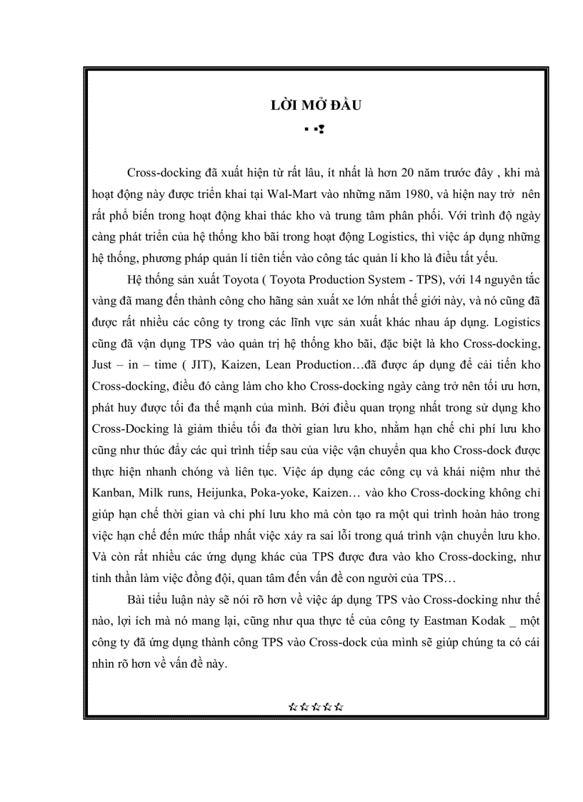image for page Áp dụng nguyên tắc TPS vào Cross dock