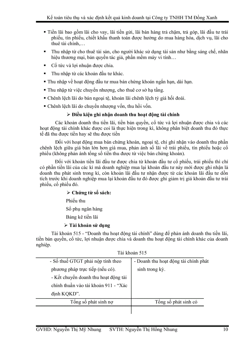 image for page Kế toán tiêu thụ và xác định kết quả kinh doanh tại Công ty TNHH thương mại Đồng Xanh