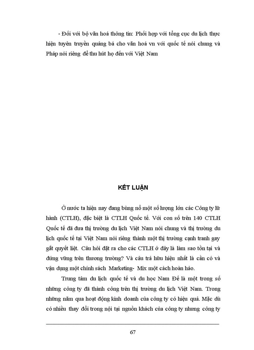 image for page Vận dụng Marketing hỗn hợp nhằm thu hút thị trường khách Pháp tại trung tâm du lịch quốc tế và du học Nam Đế