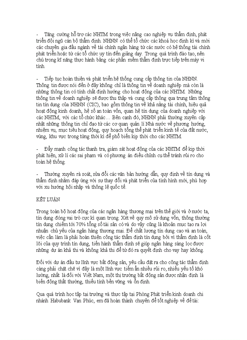 image for page Hoàn thiện công tác thẩm định dự án đầu tư lĩnh vực bất động sản tại Ngân hàng thương mại cổ phần Nhà Hà Nội chi nhánh Vạn Phúc