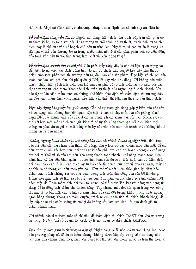 image for page Các phương pháp chủ yếu được áp dụng trong thẩm định tài chính dự án đầu tư tại Chi nhánh Ngân hàng Công Thương Thanh Xuân Thực trạng và một số ý kiến đề xuất
