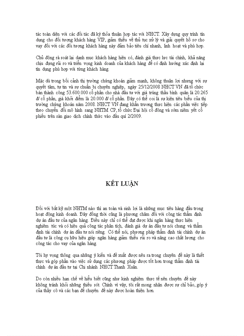 image for page Các phương pháp chủ yếu được áp dụng trong thẩm định tài chính dự án đầu tư tại Chi nhánh Ngân hàng Công Thương Thanh Xuân Thực trạng và một số ý kiến đề xuất