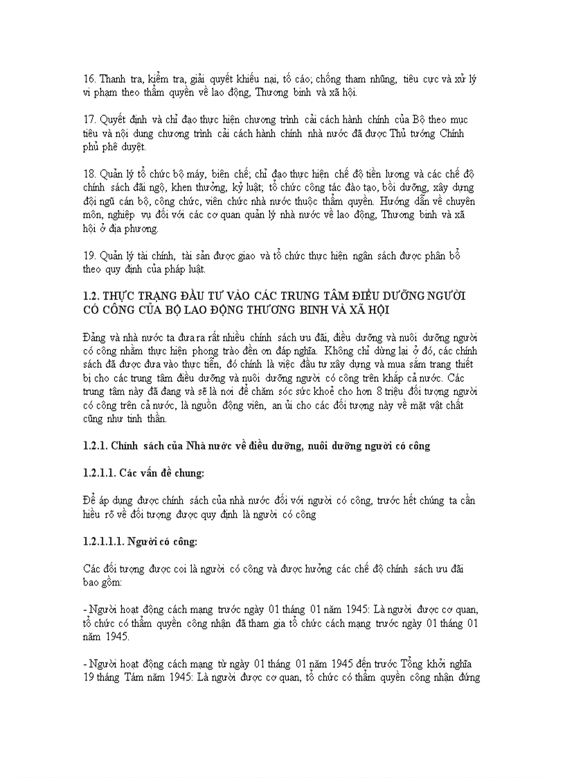 image for page Tình hình đầu tư vào các trung tâm điều dưỡng người có công Bộ Lao động thương binh và xã hội