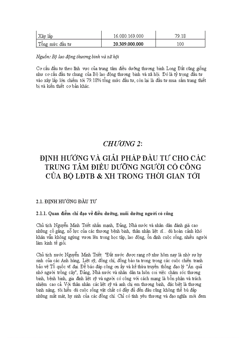 image for page Tình hình đầu tư vào các trung tâm điều dưỡng người có công Bộ Lao động thương binh và xã hội