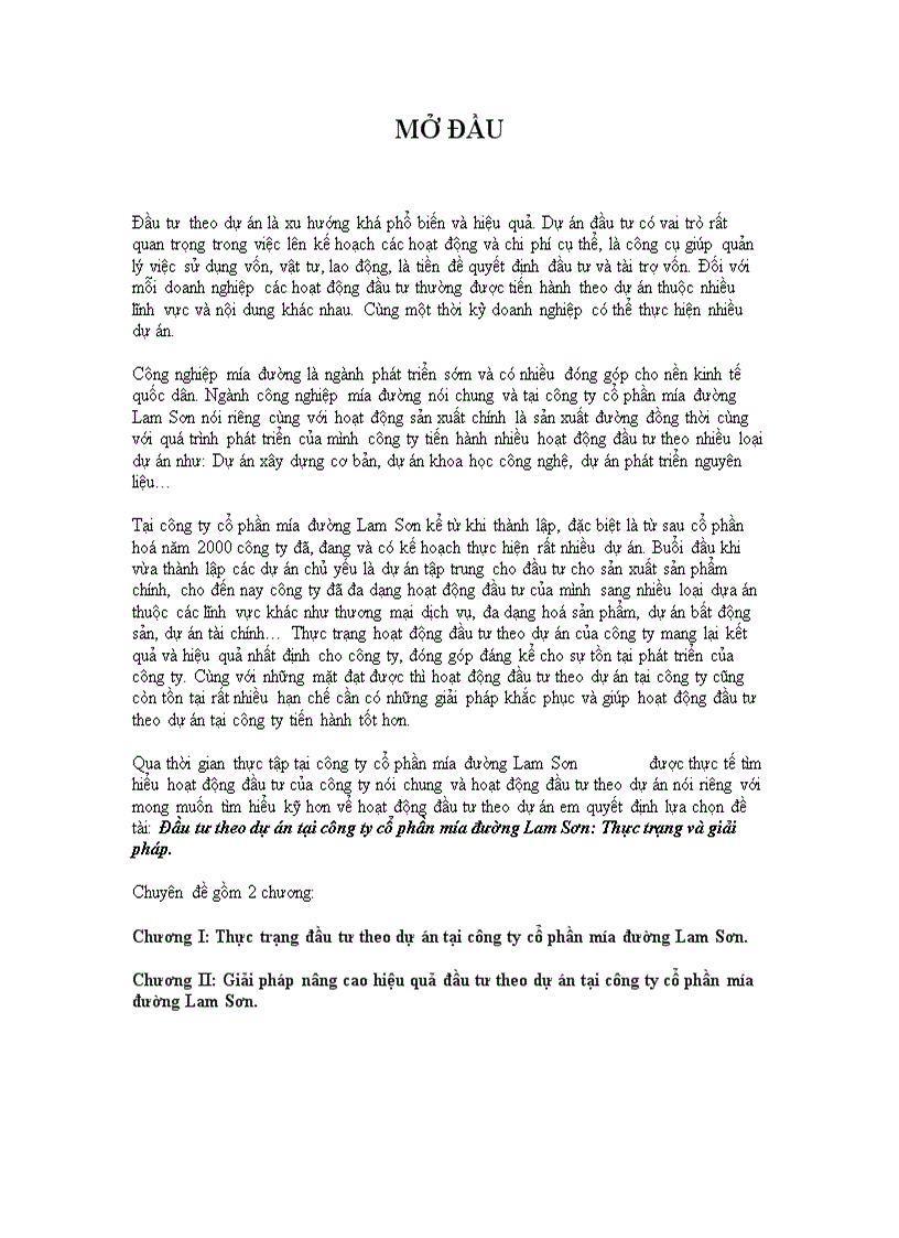 image for page Đầu tư theo dự án tại công ty cổ phần mía đường Lam Sơn Thực trạng và giải pháp