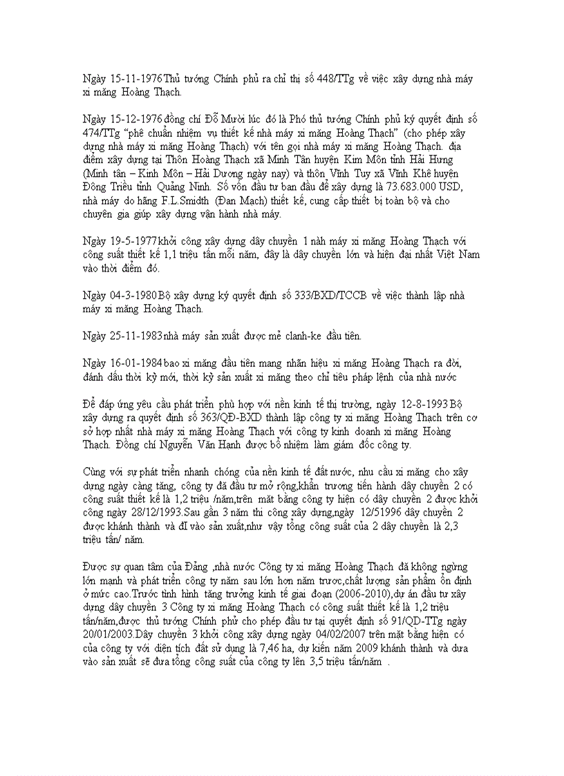 image for page Đầu tư cơ bản của công ty xi măng Hoàng Thạch