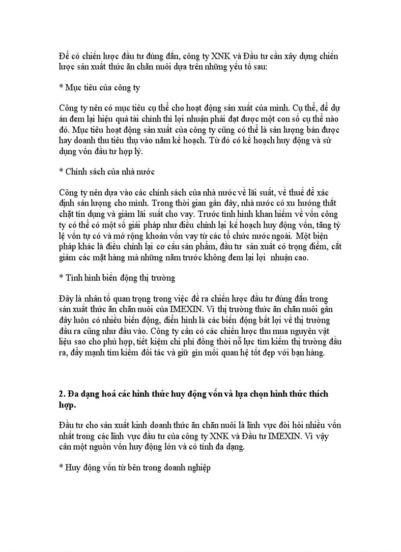 image for page Đầu tư sản xuất thức ăn chăn nuôi tại công ty XNK và Đầu tư IMEXIN