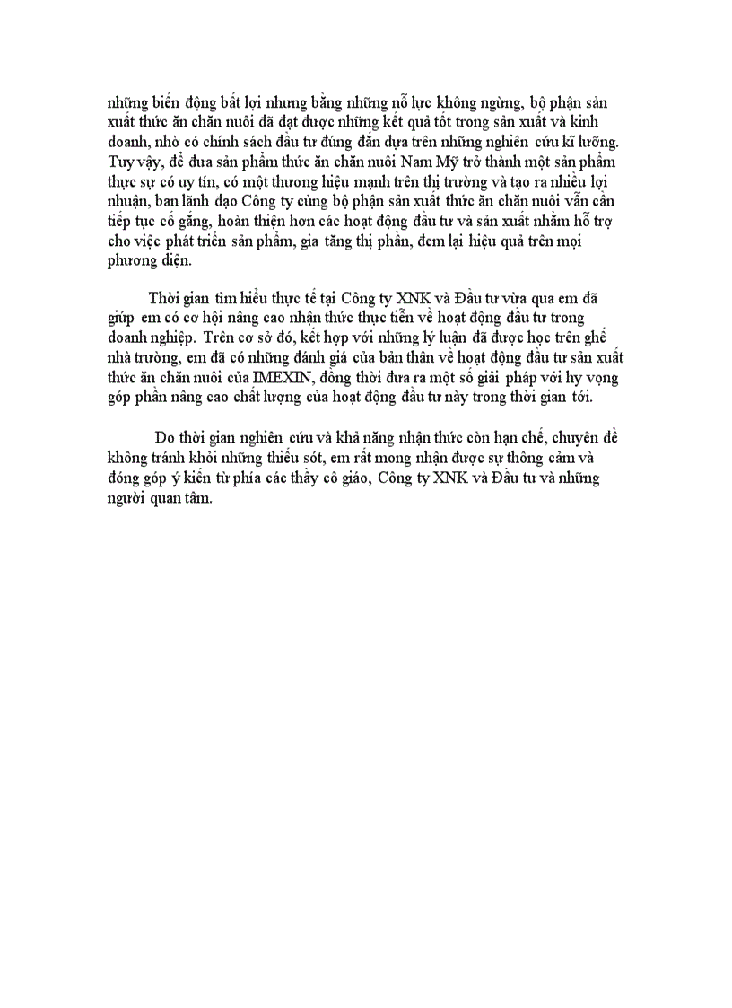 image for page Đầu tư sản xuất thức ăn chăn nuôi tại công ty XNK và Đầu tư IMEXIN