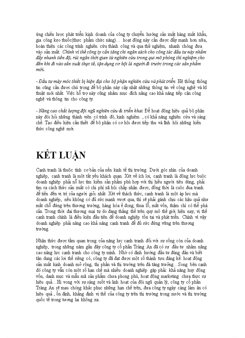 image for page Đầu tư nâng cao năng lực cạnh tranh tại công ty cổ phần Tràng An thực trạng và giải pháp