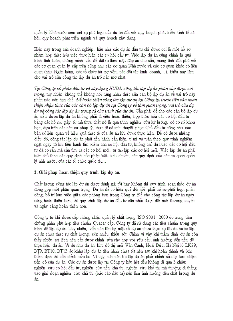 image for page Hoàn thiện công tác lập dự án đầu tư tại Công ty cổ phần Đầu tư và xây dựng HUD3