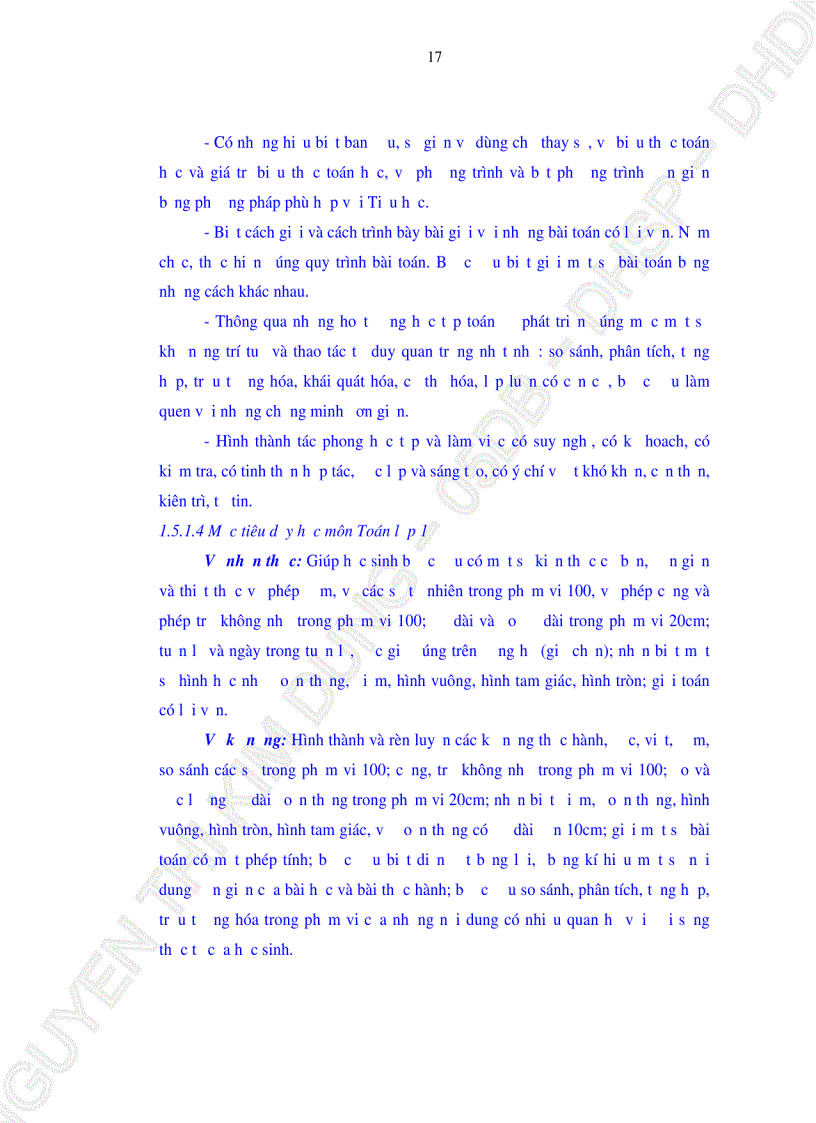 image for page Điều chỉnh nội dung dạy học môn Toán cho học sinh Chậm phát triển trí tuệ học hòa nhập lớp 1 ở các trường Tiểu học trên địa bàn Quận Liên Chiểu Thành phố Đà Nẵng
