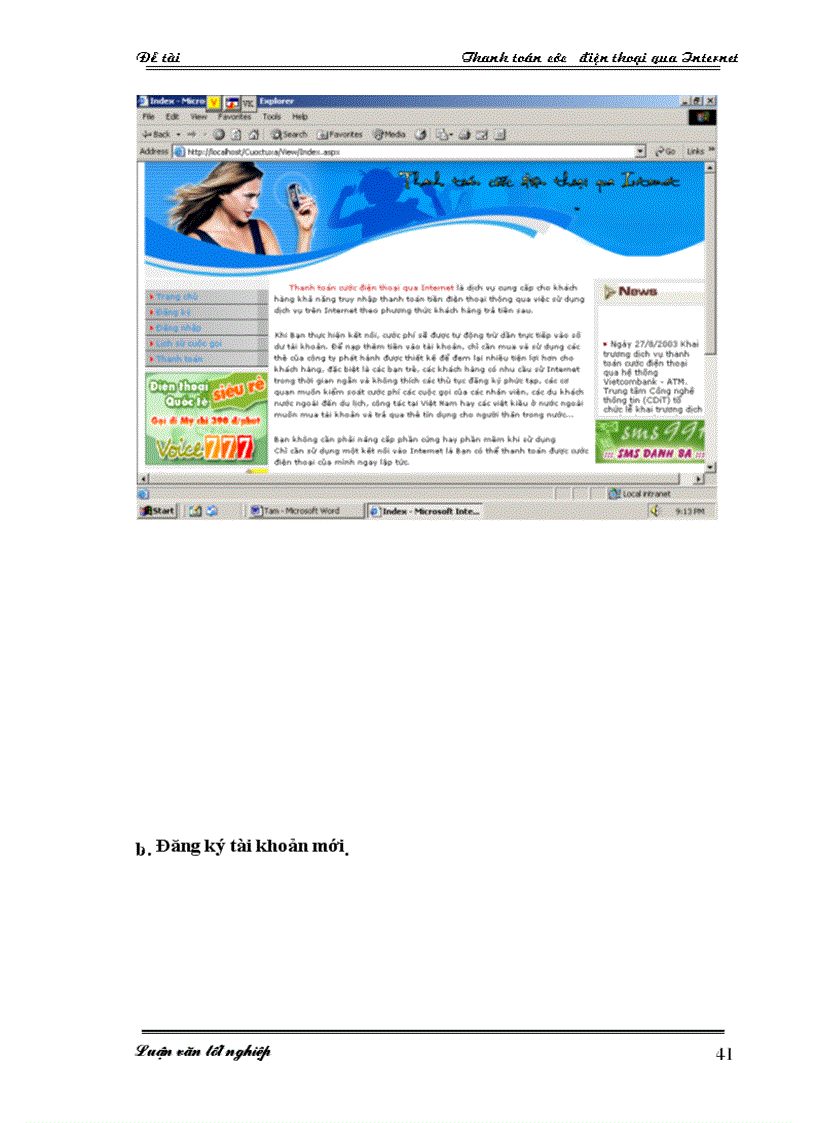 image for page Xây dựng Wed side thanh toán cước điện thoại qua Internet