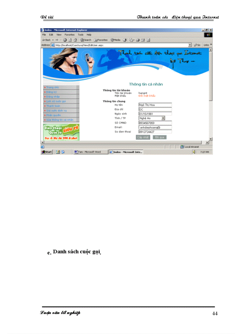 image for page Xây dựng Wed side thanh toán cước điện thoại qua Internet