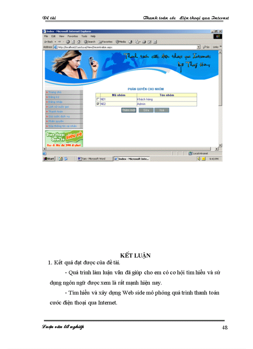 image for page Xây dựng Wed side thanh toán cước điện thoại qua Internet