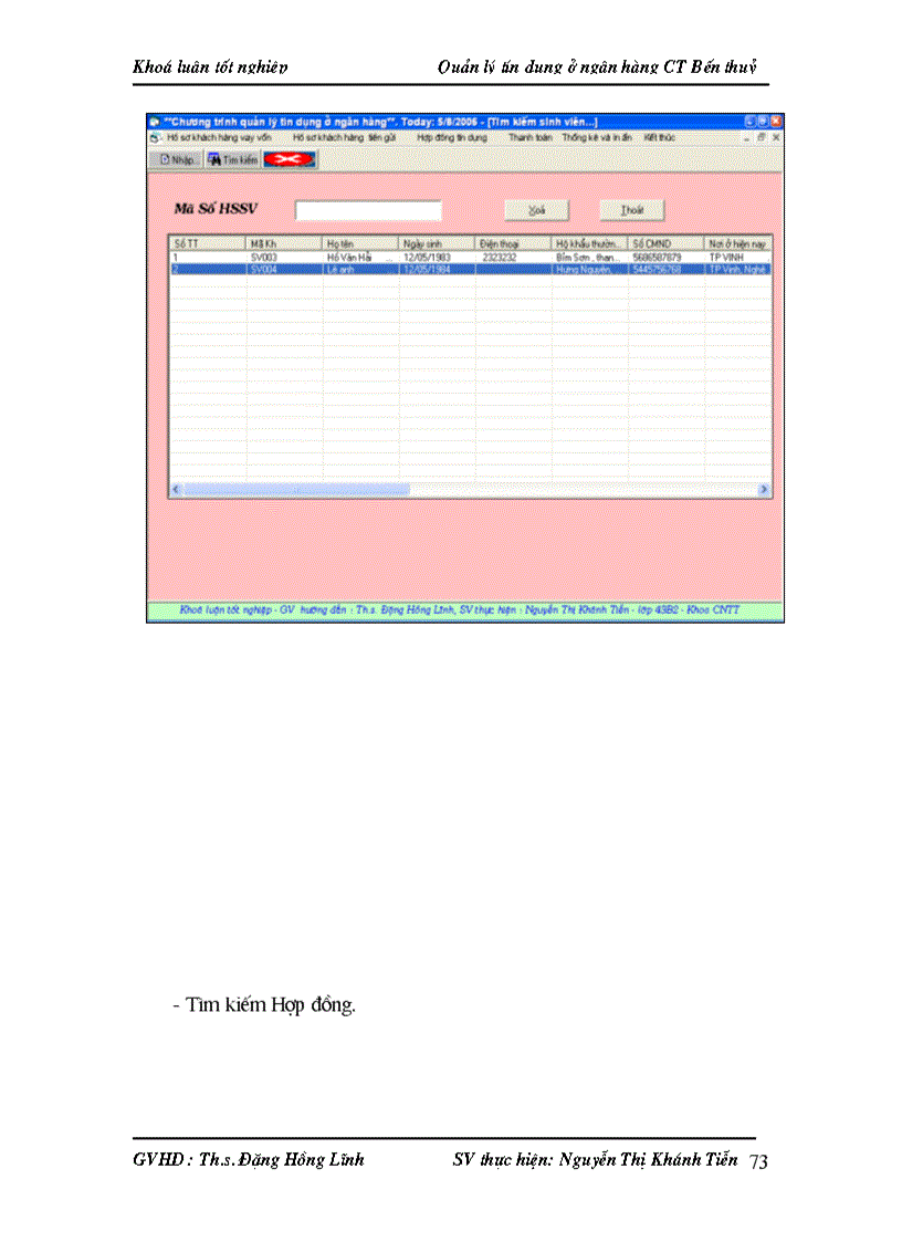 image for page Quản lý tín dụng ở ngân hàng công thương Bến Thuỷ bằng ngôn ngữ lập trình Visual Basic