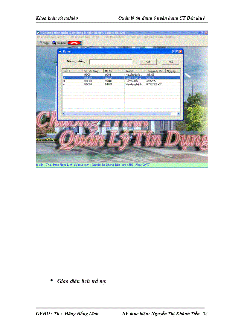 image for page Quản lý tín dụng ở ngân hàng công thương Bến Thuỷ bằng ngôn ngữ lập trình Visual Basic