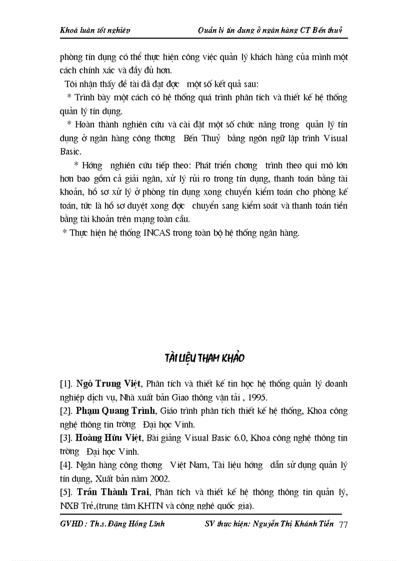 image for page Quản lý tín dụng ở ngân hàng công thương Bến Thuỷ bằng ngôn ngữ lập trình Visual Basic