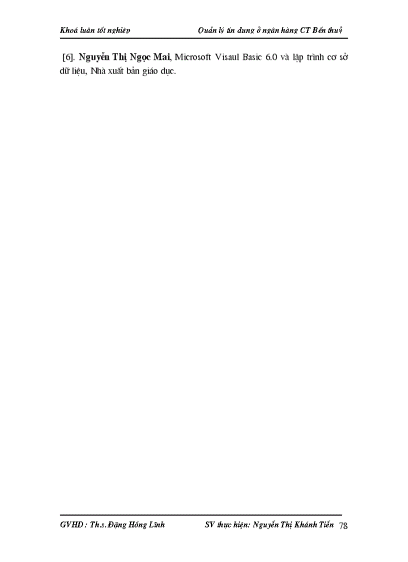 image for page Quản lý tín dụng ở ngân hàng công thương Bến Thuỷ bằng ngôn ngữ lập trình Visual Basic
