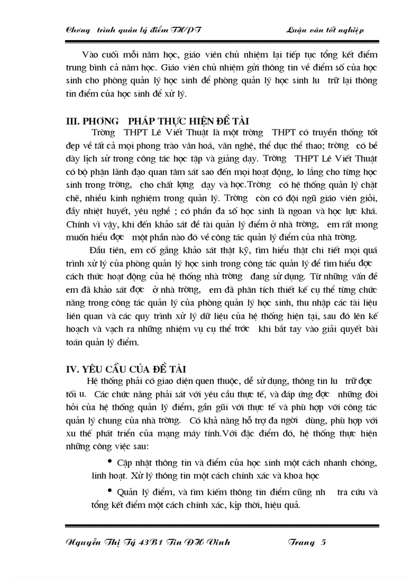 image for page Quản lý điểm ở trường Trung học phổ thông