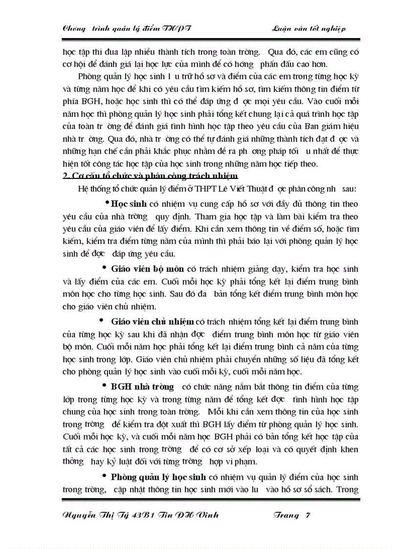 image for page Quản lý điểm ở trường Trung học phổ thông