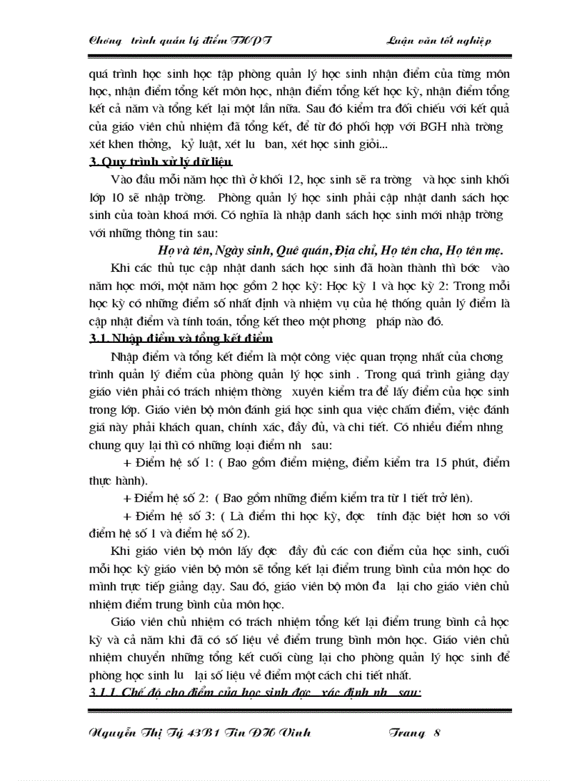 image for page Quản lý điểm ở trường Trung học phổ thông