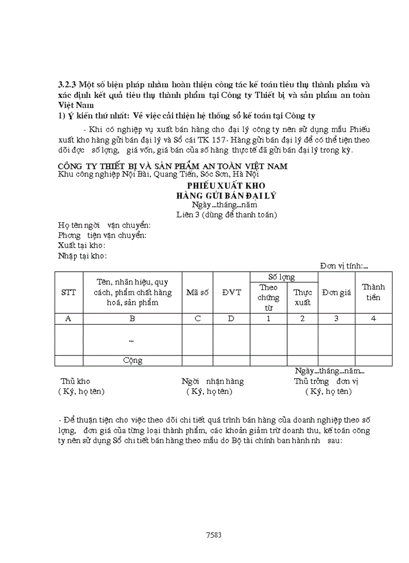 image for page Hoàn thiện công tác kế toán tiêu thụ và xác định kế quả tiêu thụ tại công ty thiết bị và sản phẩm an toàn việt nam