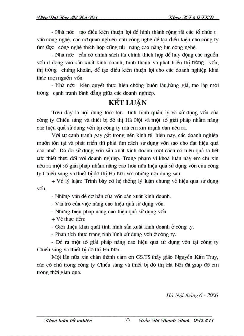 image for page Phân tích tình hình sử dụng vốn và những biện pháp nâng cao hiệu quả sử dụng vốn tại công ty Chiếu sáng và thiết bị đô thị Hà Nội