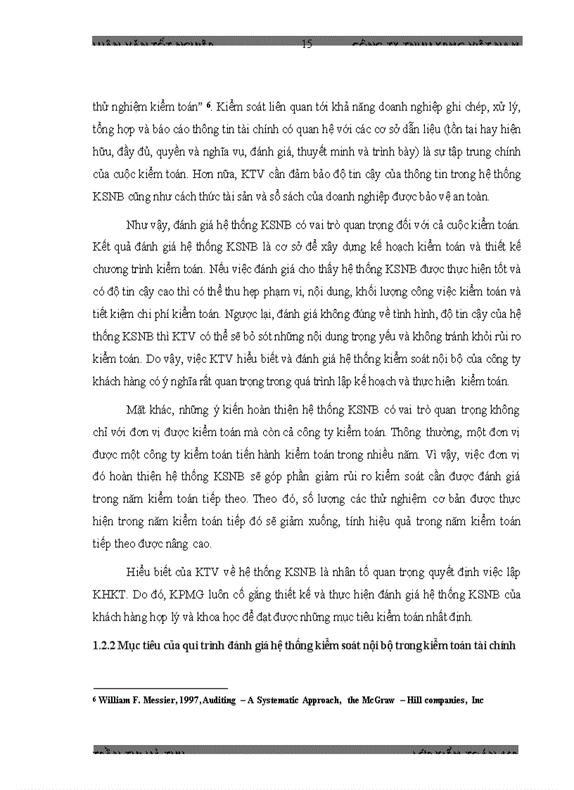 image for page Hoa n Thiê n Quy Tri nh đa nh gia Hê Thô ng KSNB trong KTTC do CT TNHH KPMG VN thuc hien