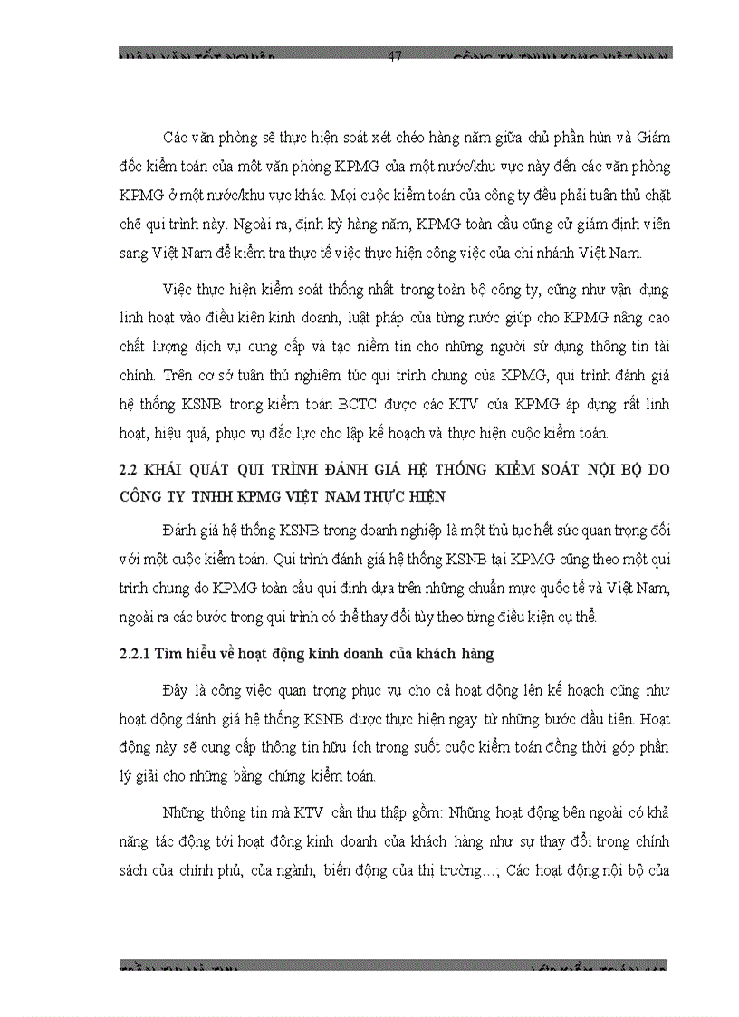 image for page Hoa n Thiê n Quy Tri nh đa nh gia Hê Thô ng KSNB trong KTTC do CT TNHH KPMG VN thuc hien