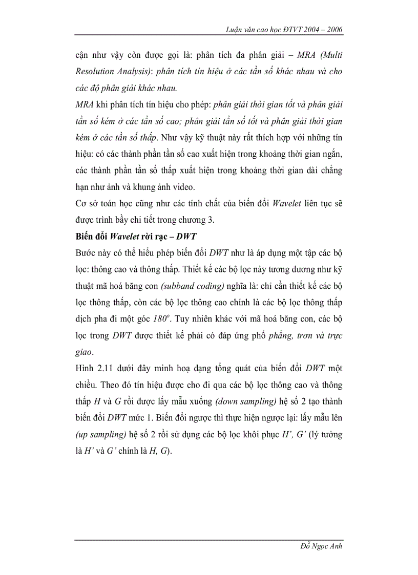 image for page Nén ảnh sử dụng biến đổi WAVELET và ứng dụng trong các dịch vụ dữ liệu đa phương tiện di động