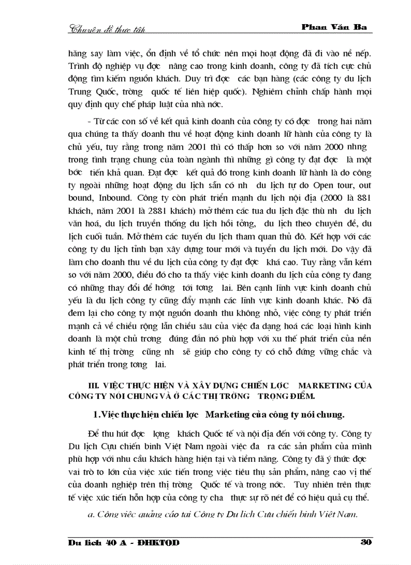 image for page Thực trạng việc thực hiện chiến lược marketing tại công ty du lịch cựu chiến binh việt nam trong những năm qua