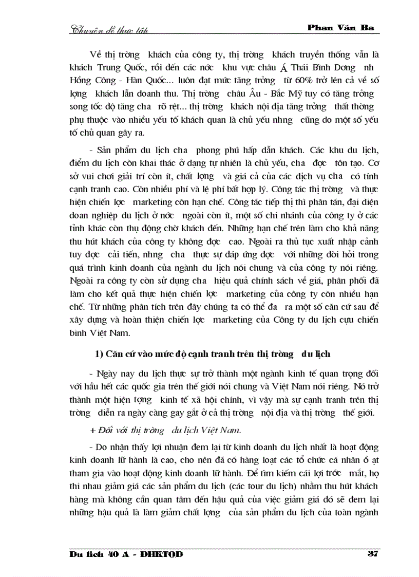 image for page Thực trạng việc thực hiện chiến lược marketing tại công ty du lịch cựu chiến binh việt nam trong những năm qua