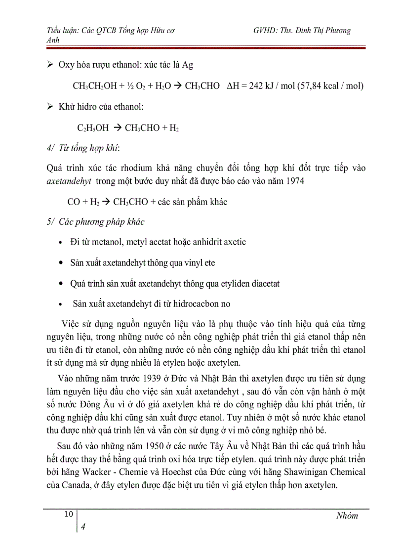 image for page Công nghệ sản xuất axetandehyt